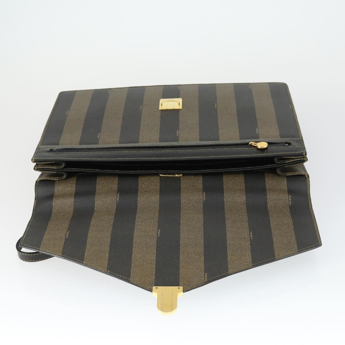 Fendi Vintage Pequin Briefcase Bag Coated Canvas Brown Canvas Briefcase Bag (Pre-Owned)