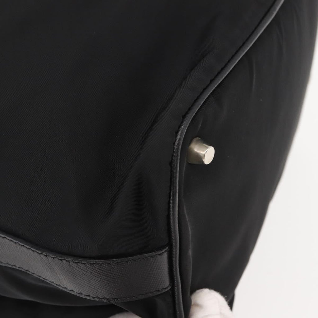 Prada Double Pocket Drawstring Shoulder Bag Tessuto Black Nylon Shoulder Bag Bag (Pre-Owned)