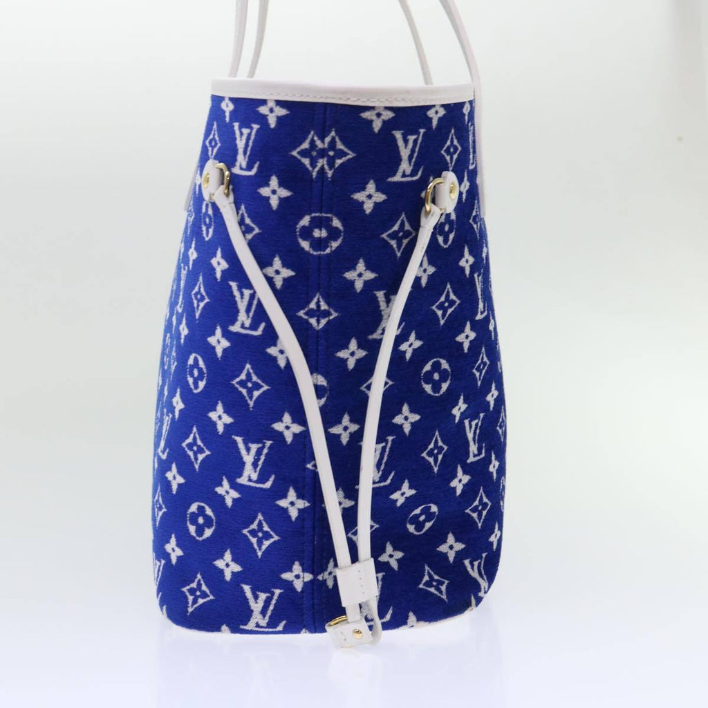 Louis Vuitton Neverfull Nm Tote Lv Match Monogram Jacquard Velvet Blue Velvet Tote Bag Bag (Pre-Owned)