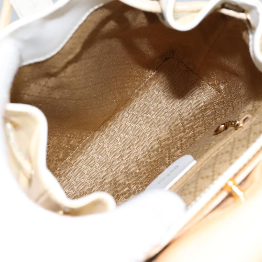 Gucci Vintage Bamboo Backpack Patent Beige Patent_Leather Backpack Bag (Pre-Owned)
