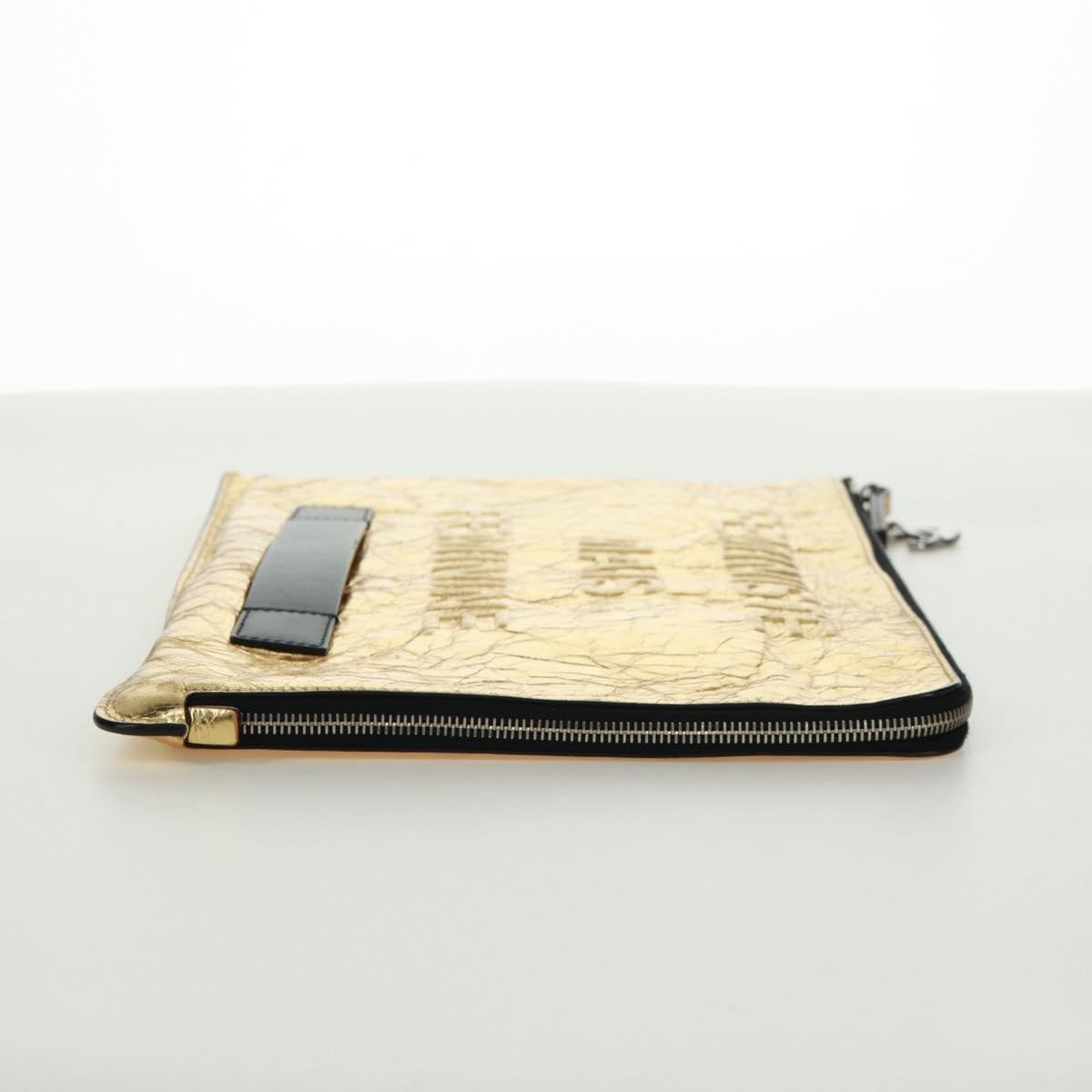 Chanel Feminine Pouch Crinkled Leather Gold Leather Clutche & Pouche Bag (Pre-Owned)
