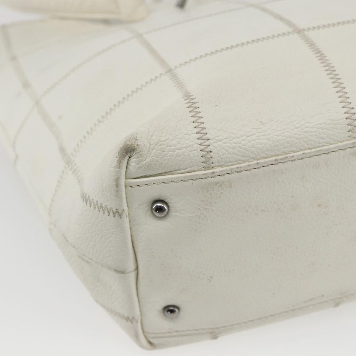 Chanel Square Stitch Tote Quilted Leather White Leather Tote Bag Bag (Pre-Owned)