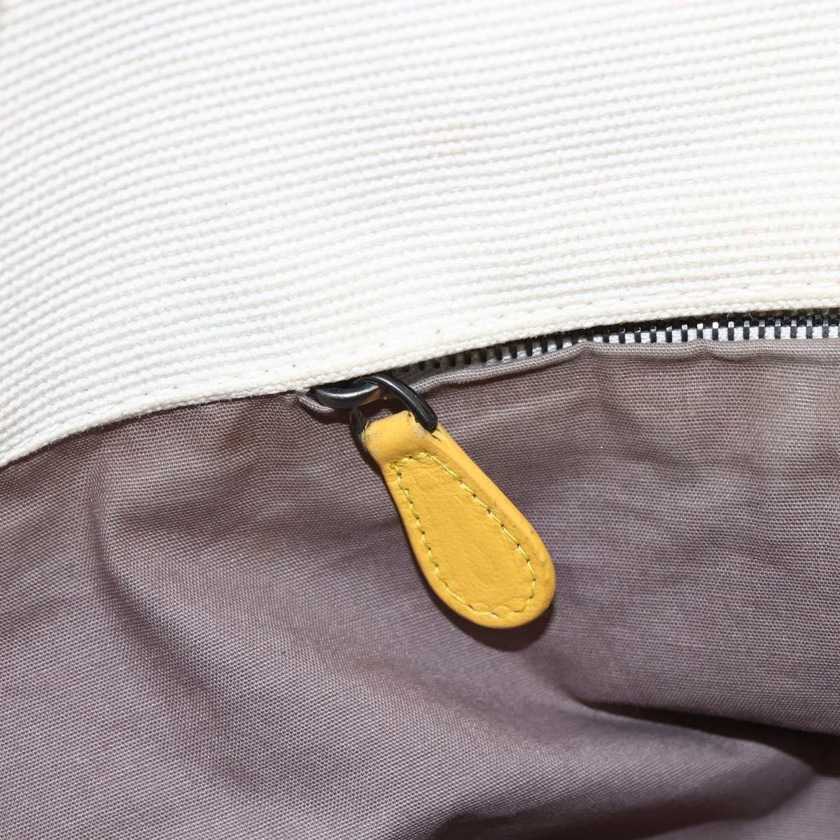 Bottega Veneta Braided Handle Open Tote Bag Canvas With Leather Yellow Canvas Bag (Pre-Owned)