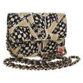 Chanel Flap Card Holder On Chain Quilted Printed Canvas Beige Satin Clutche & Pouche Bag (Pre-Owned)