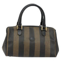 Fendi Vintage Pequin Boston Bag Coated Canvas Black Canvas Bag (Pre-Owned)