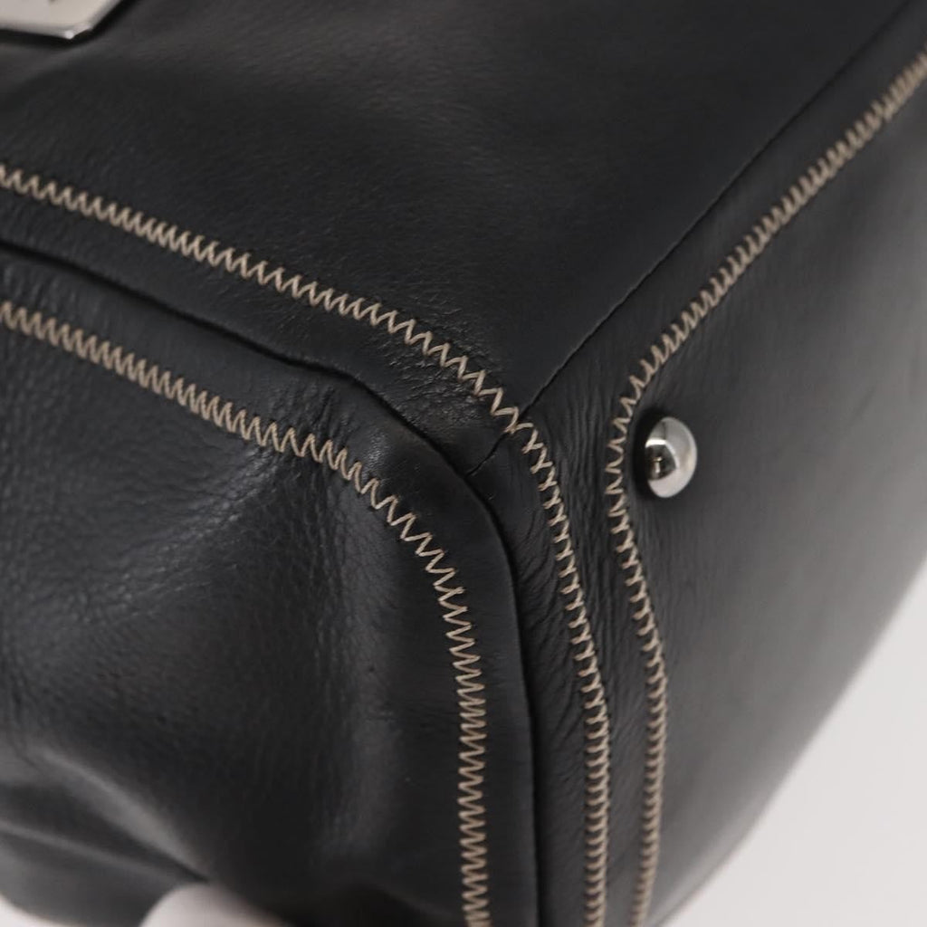 Chanel Cc Bowler Quilted Caviar Black Leather Handbag (Pre-Owned)