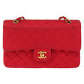 Chanel Timeless - Classic Double Flap Bag Quilted Satin Red Satin Shoulder Bag Bag (Pre-Owned)
