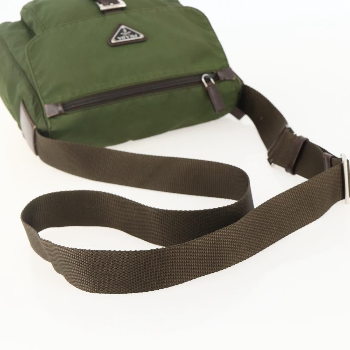 Prada Buckle Messenger Bag Tessuto Green Nylon Shoulder Bag Bag (Pre-Owned)