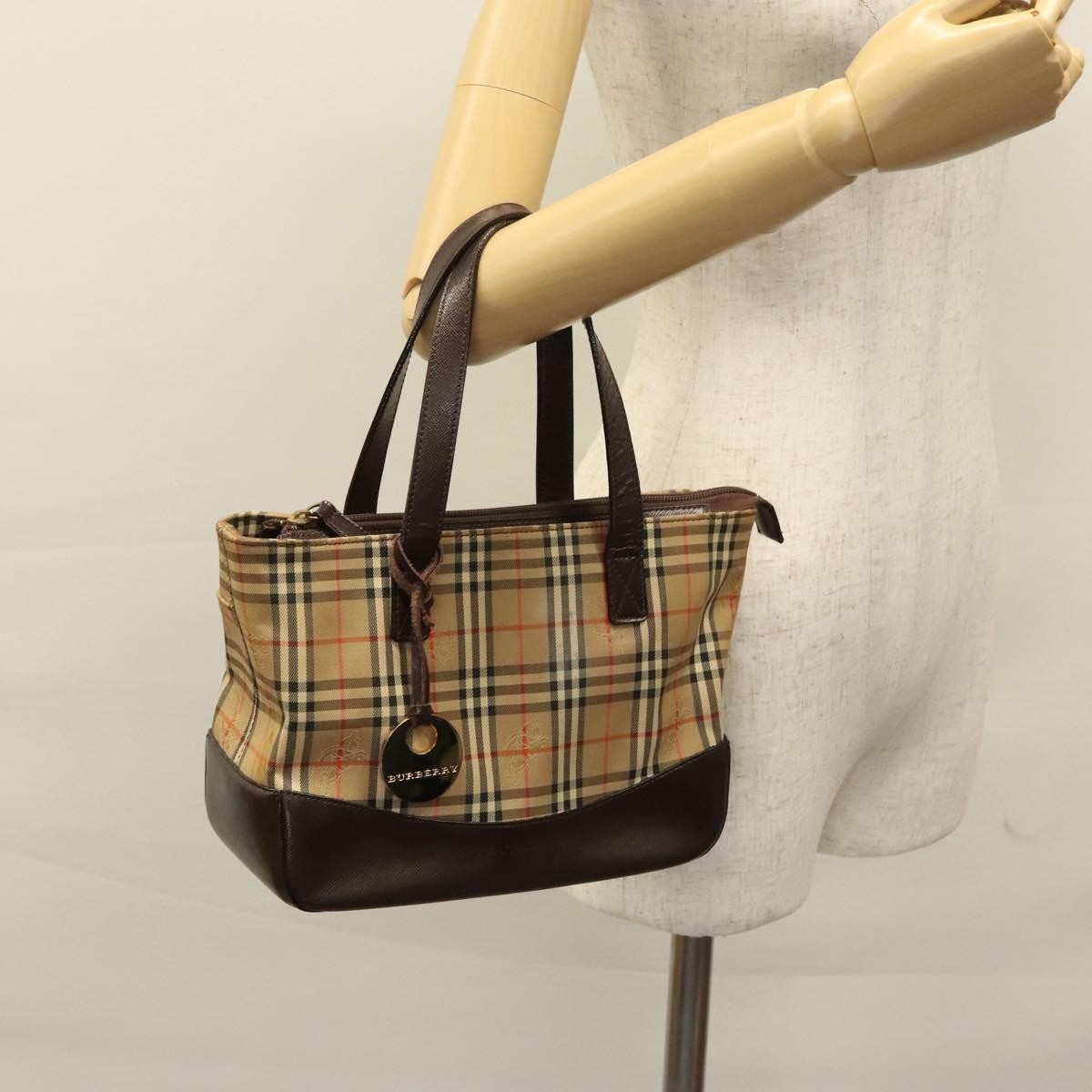 Burberry Nova Check Handbag Nova Check Canvas And Leather Beige Canvas Handbag (Pre-Owned)