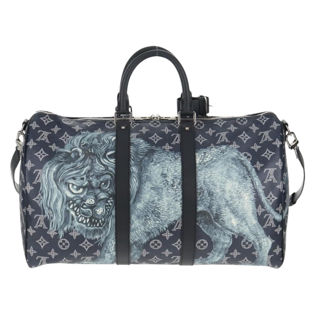 Louis Vuitton Keepall Bandouliere Bag Limited Edition Chapman Savane Monogram Canvas Navy Canvas Travel Bag Bag (Pre-Owned)