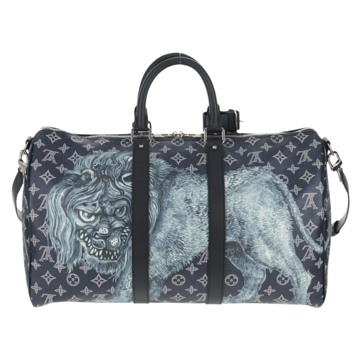 Louis Vuitton Keepall Bandouliere Bag Limited Edition Chapman Savane Monogram Canvas Navy Canvas Travel Bag Bag (Pre-Owned)