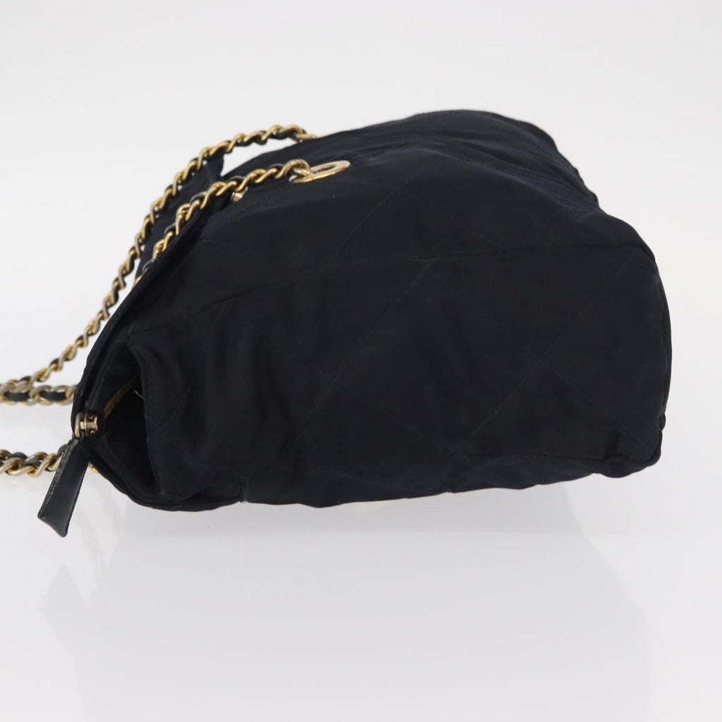 Prada Chain Shoulder Bag Tessuto Navy Nylon Shoulder Bag Bag (Pre-Owned)