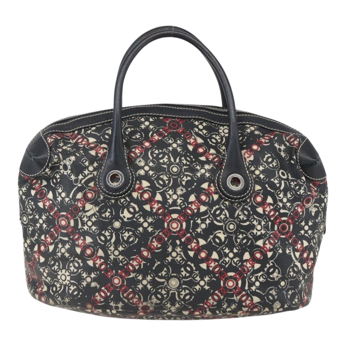 Chanel Optic Coco Bowler Bag Printed Coated Canvas With Caviar Black Pvc Travel Bag Bag (Pre-Owned)