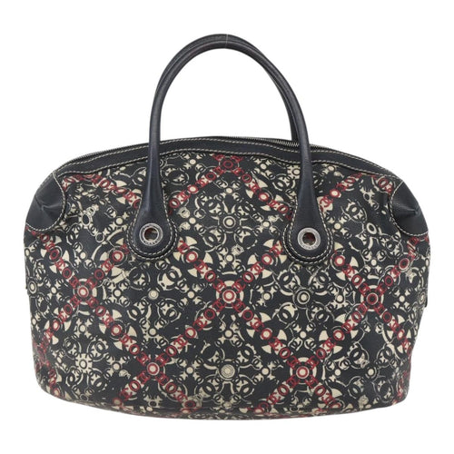Chanel Optic Coco Bowler Bag Printed Coated Canvas With Caviar Black Pvc Travel Bag Bag (Pre-Owned)