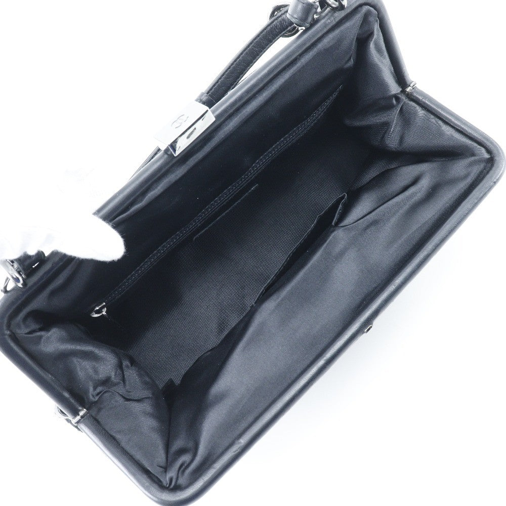 Chanel Vintage Cc Side Belted Bowler Bag Check Embossed Velvet Black Velvet Shoulder Bag Bag (Pre-Owned)