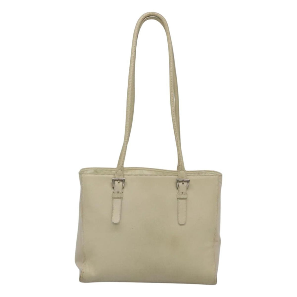 Prada Vintage Shoulder Bag Nylon And Leather White Leather Shoulder Bag Bag (Pre-Owned)