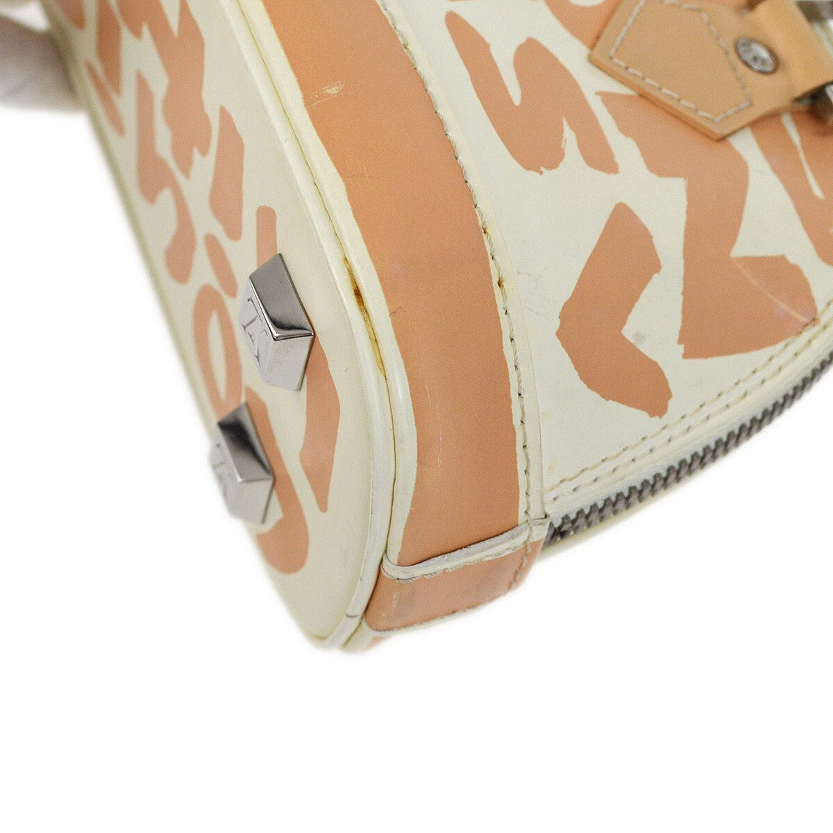 Louis Vuitton Alma Handbag Limited Edition Graffiti Leather Beige Leather Handbag (Pre-Owned)
