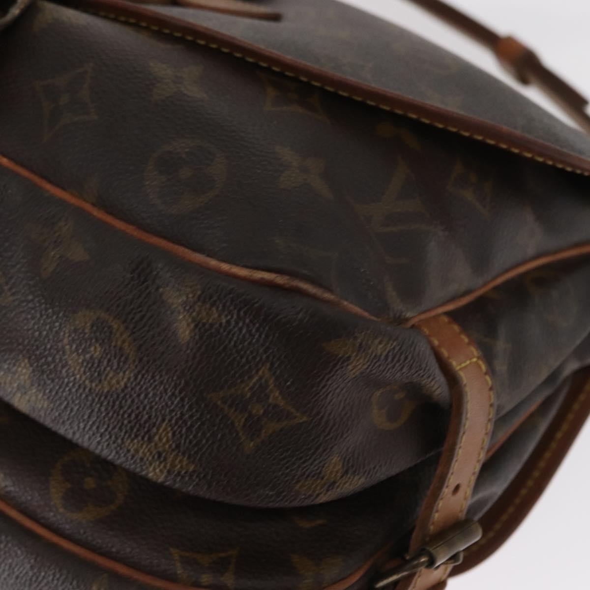 Louis Vuitton Saumur Handbag Monogram Canvas Brown Canvas Shoulder Bag Bag (Pre-Owned)
