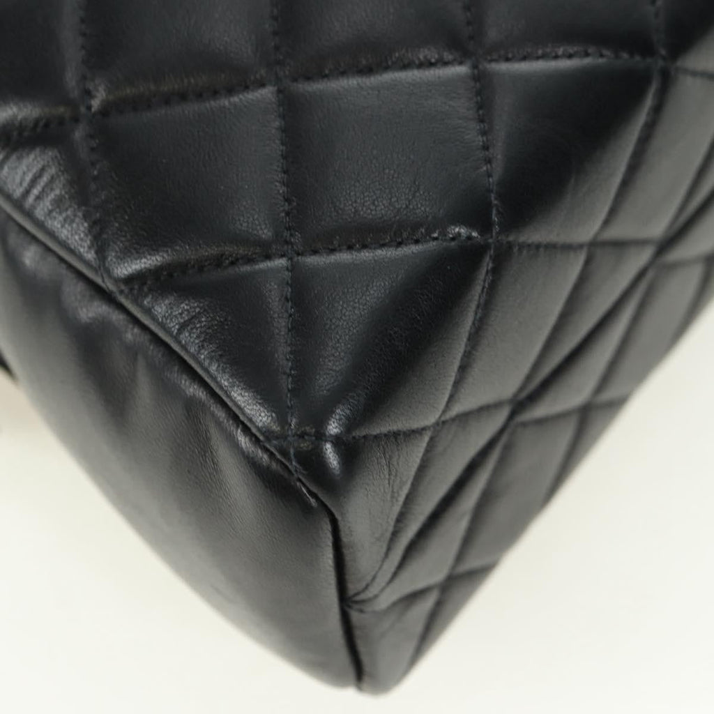 Chanel Vintage Zip Chain Shoulder Bag Quilted Lambskin Black Leather Shoulder Bag Bag (Pre-Owned)