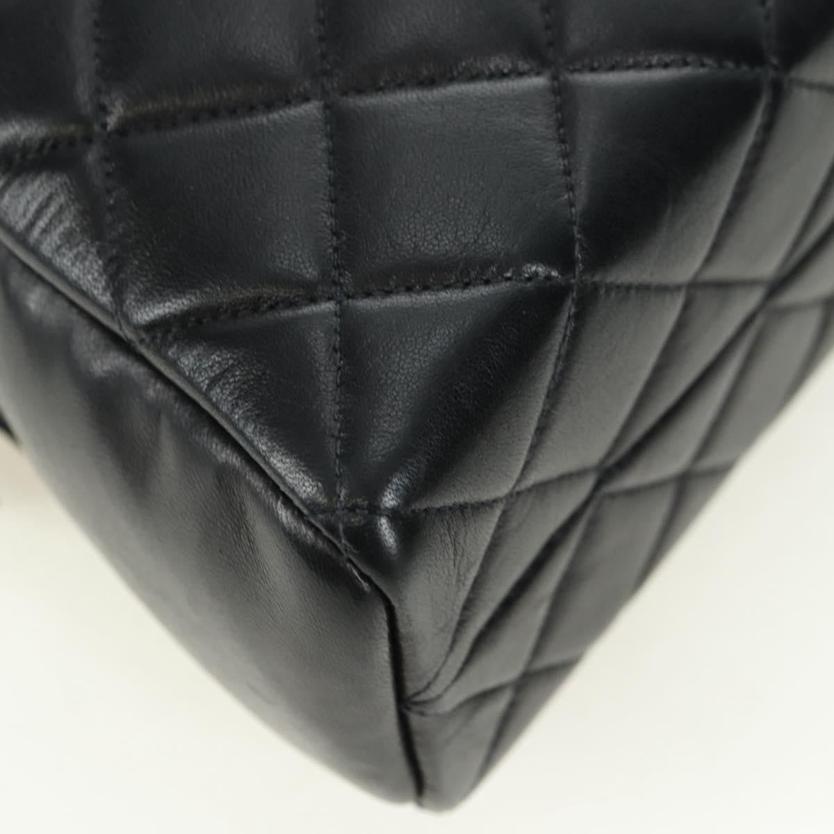 Chanel Vintage Zip Chain Shoulder Bag Quilted Lambskin Black Leather Shoulder Bag Bag (Pre-Owned)