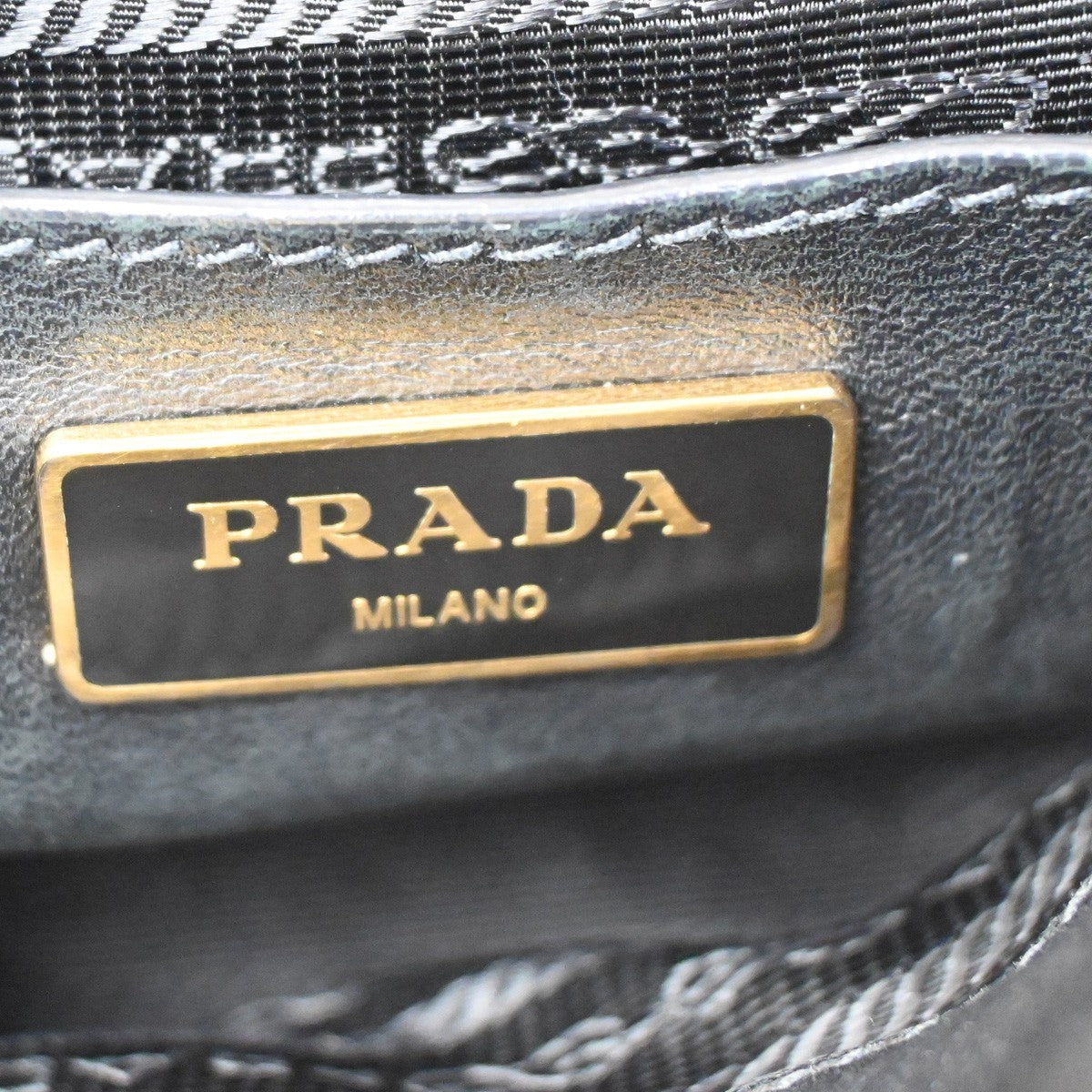 Prada Bow Tie Pleated Tote Leather Black Leather Shoulder Bag Bag (Pre-Owned)