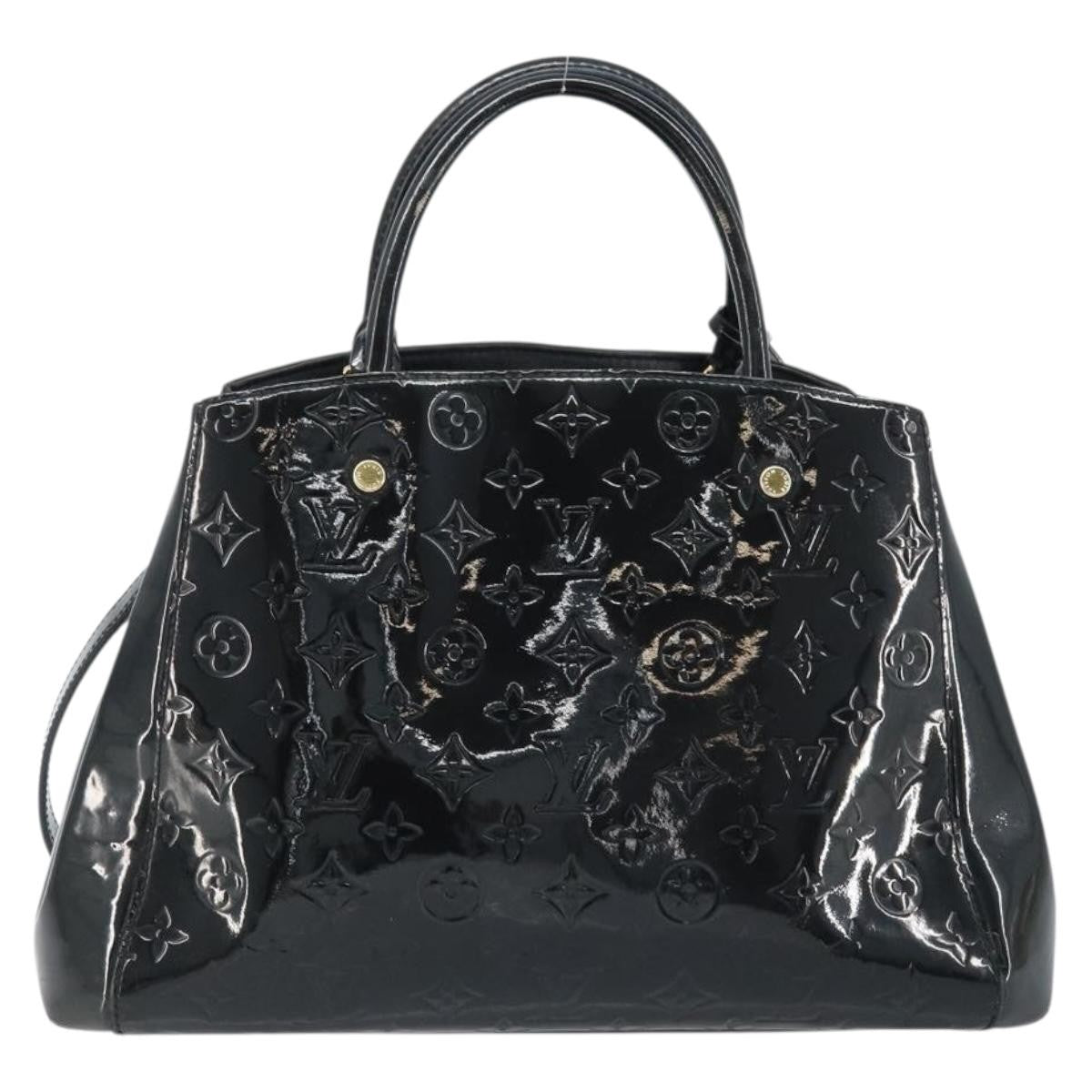 Louis Vuitton Montaigne Handbag Monogram Vernis Black Patent_Leather Handbag (Pre-Owned)