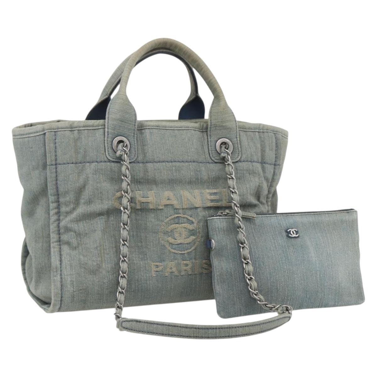 Chanel Deauville Nm Tote Denim Blue Denim_Jeans Tote Bag Bag (Pre-Owned)