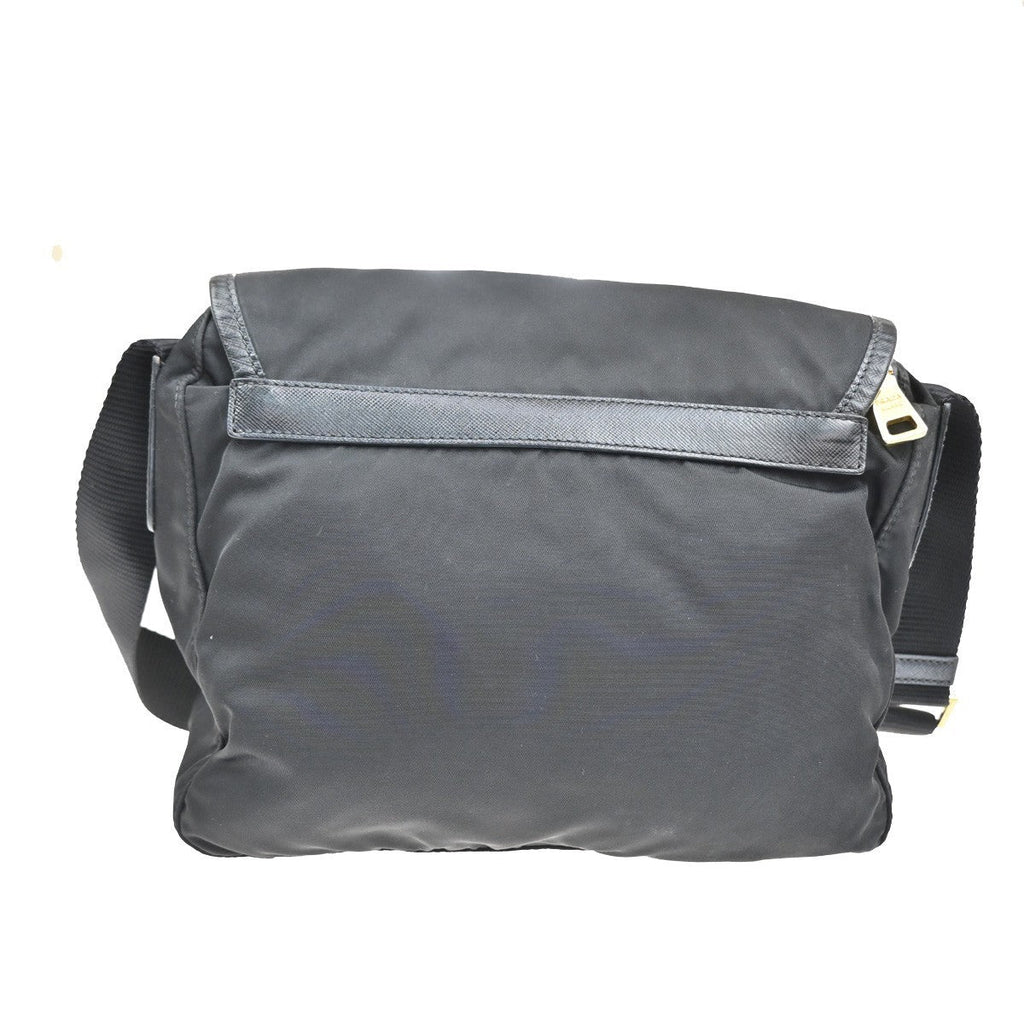 Prada Buckle Messenger Bag Tessuto Black Nylon Shoulder Bag Bag (Pre-Owned)