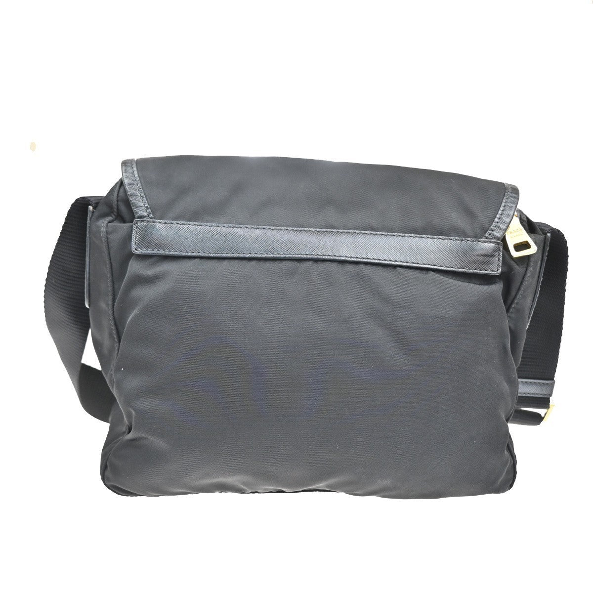 Prada Buckle Messenger Bag Tessuto Black Nylon Shoulder Bag Bag (Pre-Owned)