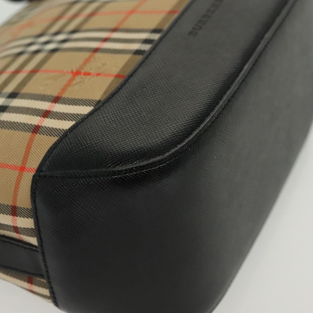 Burberry Nova Handbag Check Pattern Beige Canvas Bag (Pre-Owned)