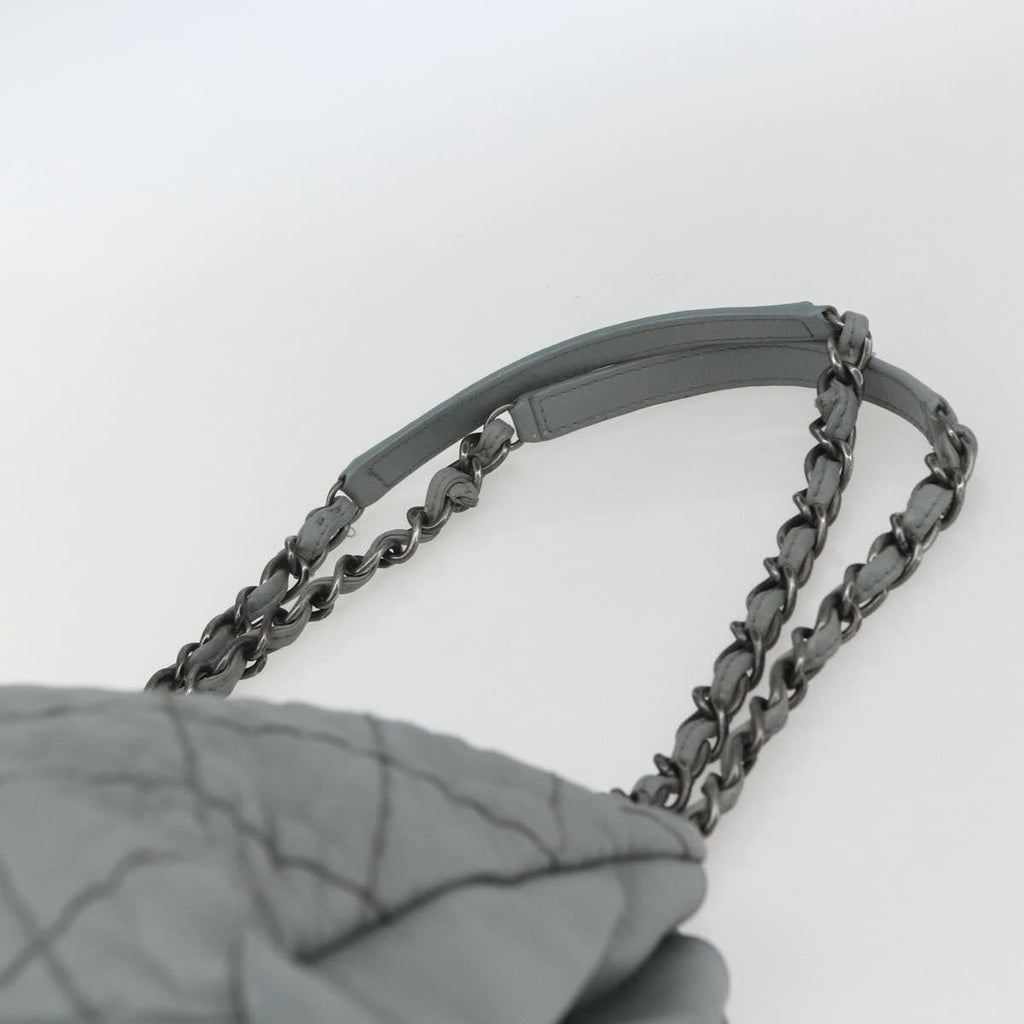 Chanel Just Mademoiselle Bag Quilted Leather Gray Leather Shoulder Bag Bag (Pre-Owned)