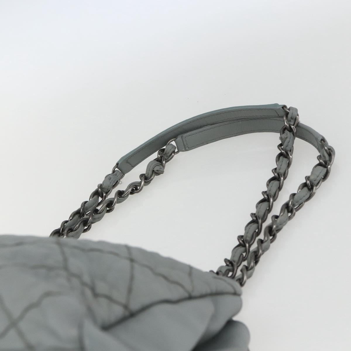 Chanel Just Mademoiselle Bag Quilted Leather Gray Leather Shoulder Bag Bag (Pre-Owned)