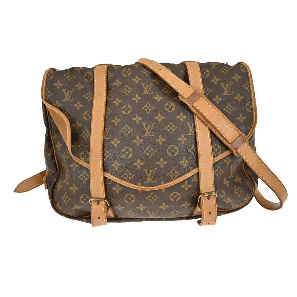 Louis Vuitton Saumur Handbag Monogram Canvas Brown Canvas Shoulder Bag Bag (Pre-Owned)