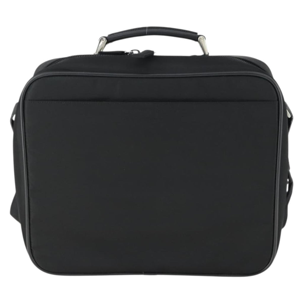Prada Convertible Front Pocket Briefcase Tessuto With Saffiano Leather Black Nylon Briefcase Bag (Pre-Owned)