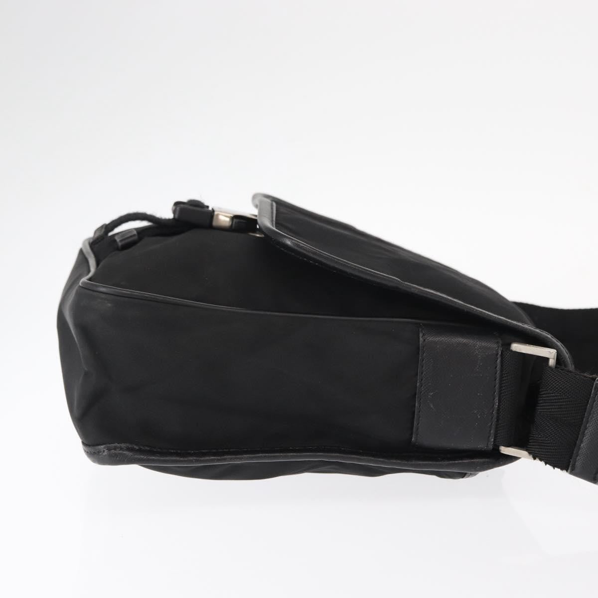 Prada Logo Flap Messenger Bag Tessuto Black Nylon Shoulder Bag Bag (Pre-Owned)