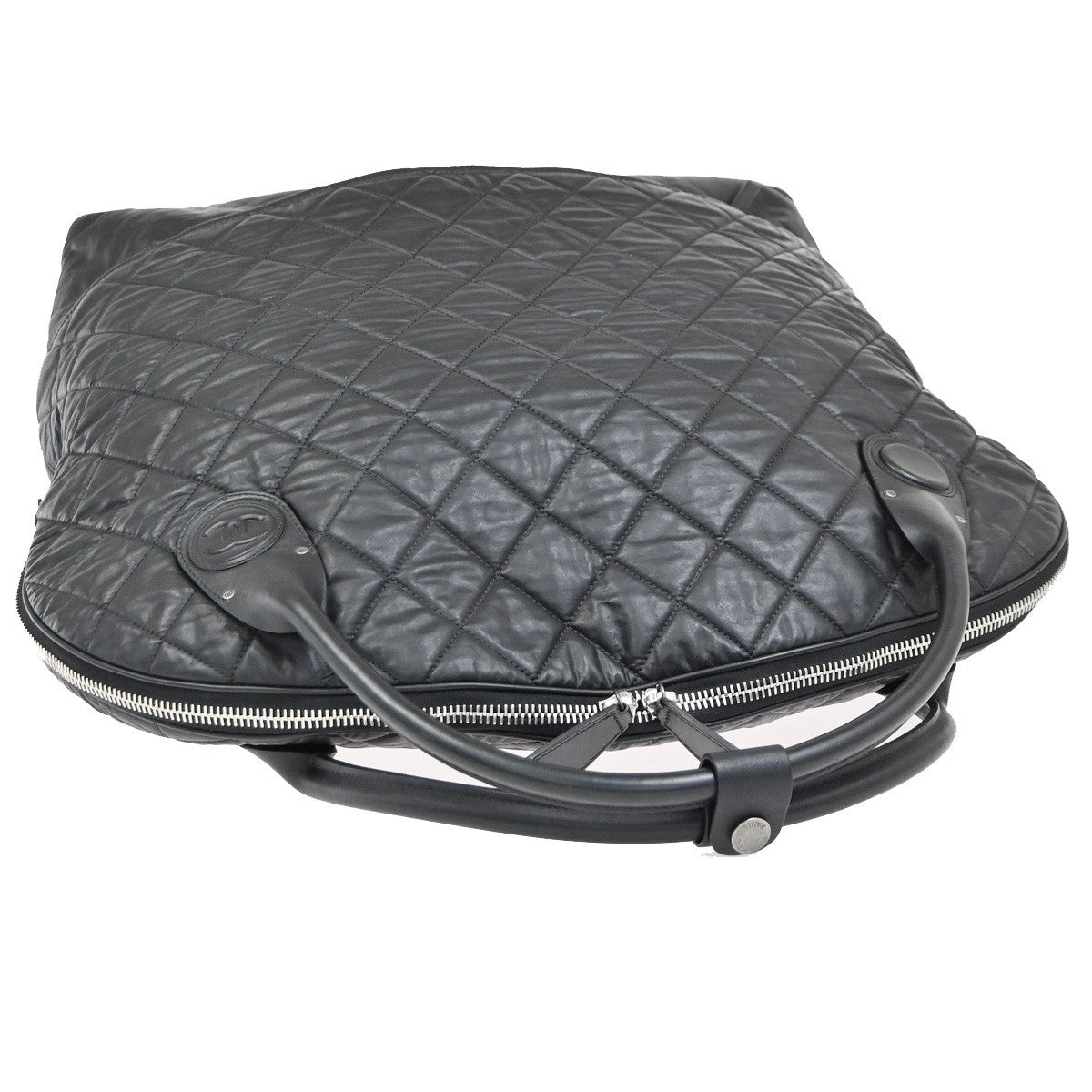 Chanel Horizontal Sport Weekender Bag Quilted Coated Canvas Black Nylon Travel Bag Bag (Pre-Owned)