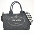 Prada Canapa Convertible Tote Canvas Black Canvas Tote Bag Bag (Pre-Owned)