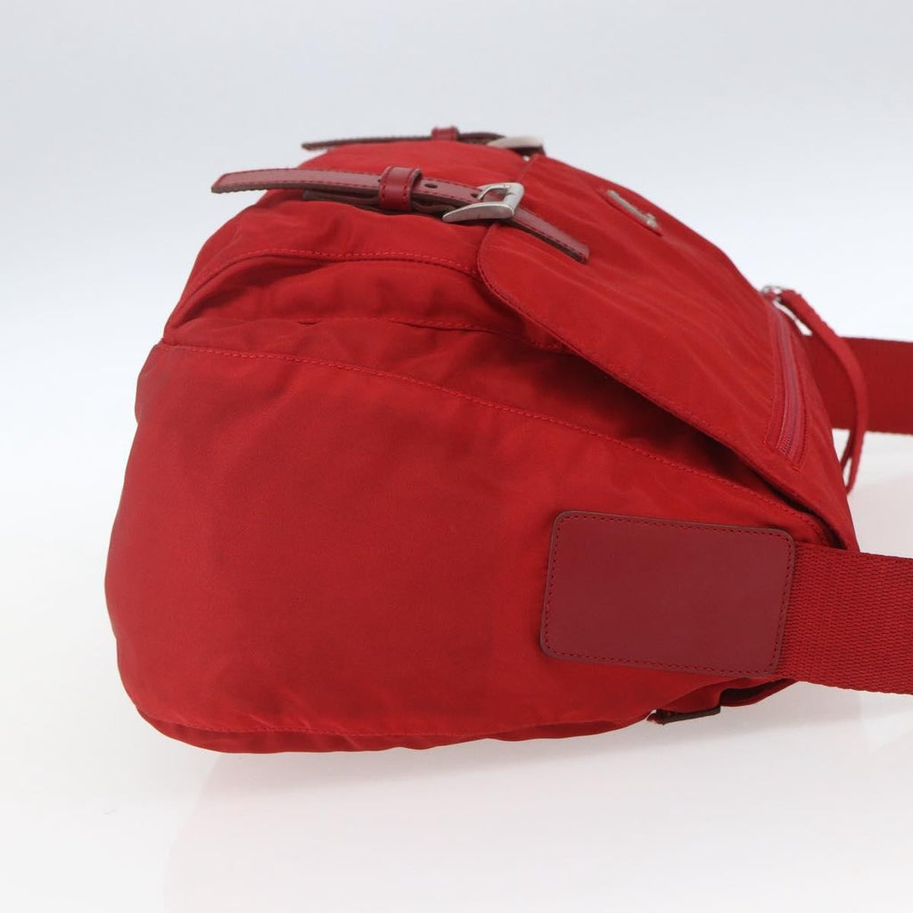 Prada Zip Buckle Messenger Bag Tessuto Red Nylon Shoulder Bag Bag (Pre-Owned)