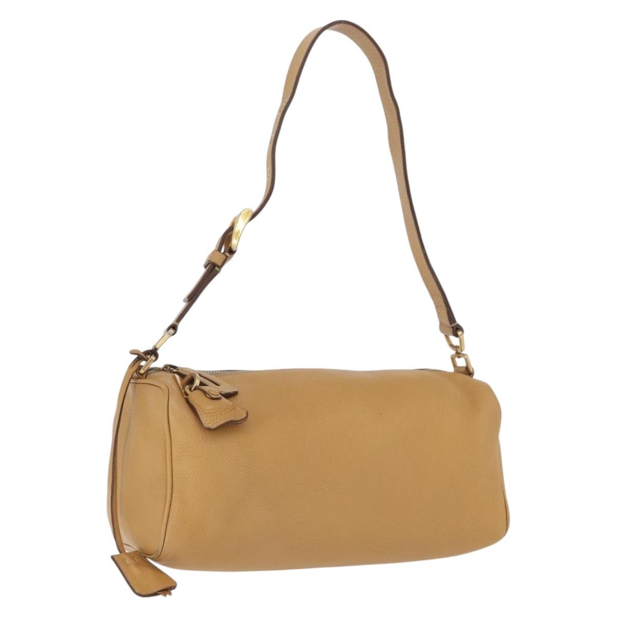 Prada Vintage Shoulder Bag Leather Brown Leather Shoulder Bag Bag (Pre-Owned)