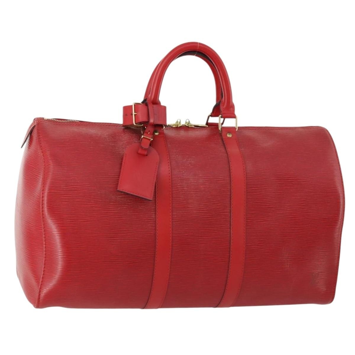 Louis Vuitton Keepall Bag Epi Leather Red Leather Travel Bag Bag (Pre-Owned)