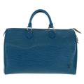 Louis Vuitton Speedy Handbag Epi Leather Blue Leather Handbag (Pre-Owned)