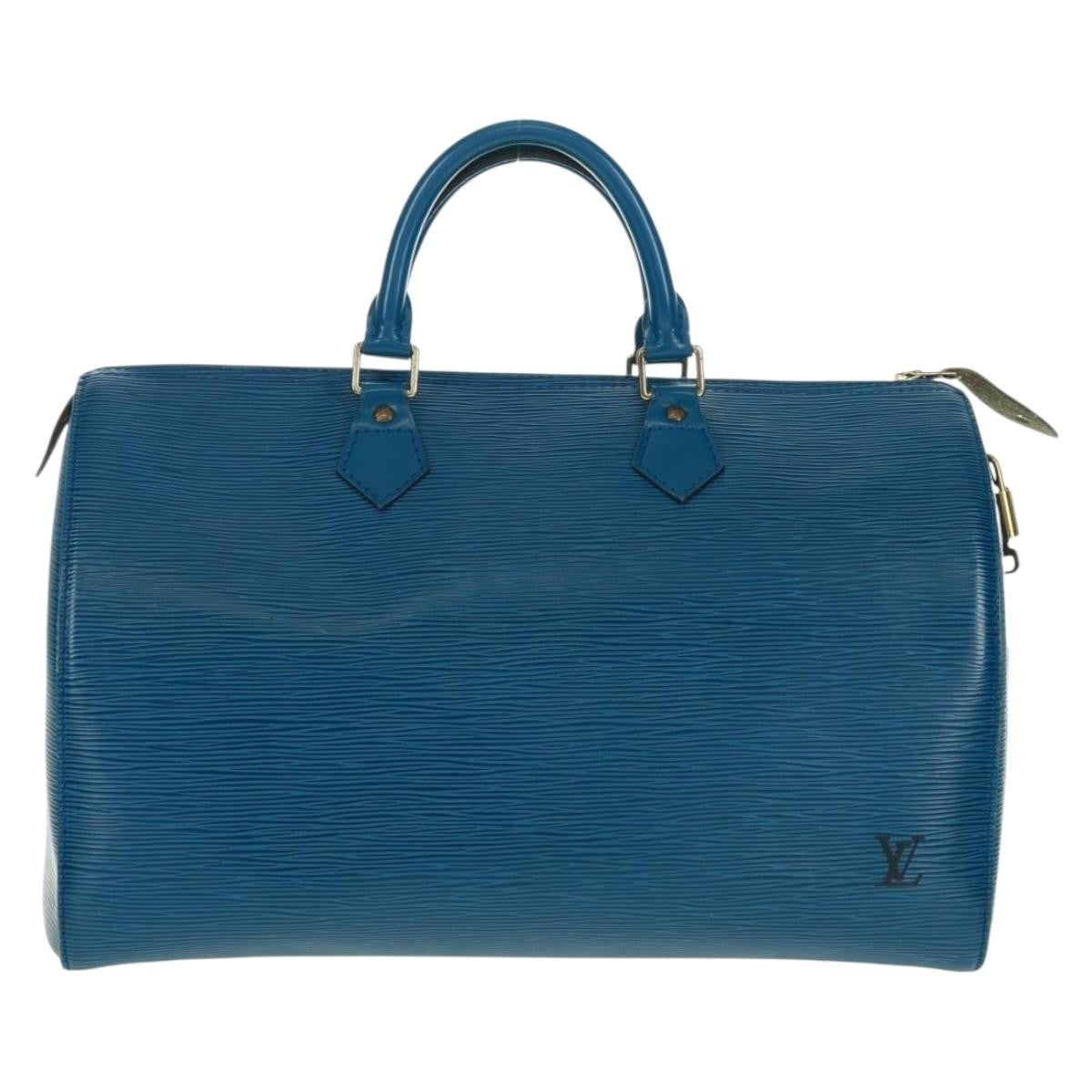 Louis Vuitton Speedy Handbag Epi Leather Blue Leather Handbag (Pre-Owned)