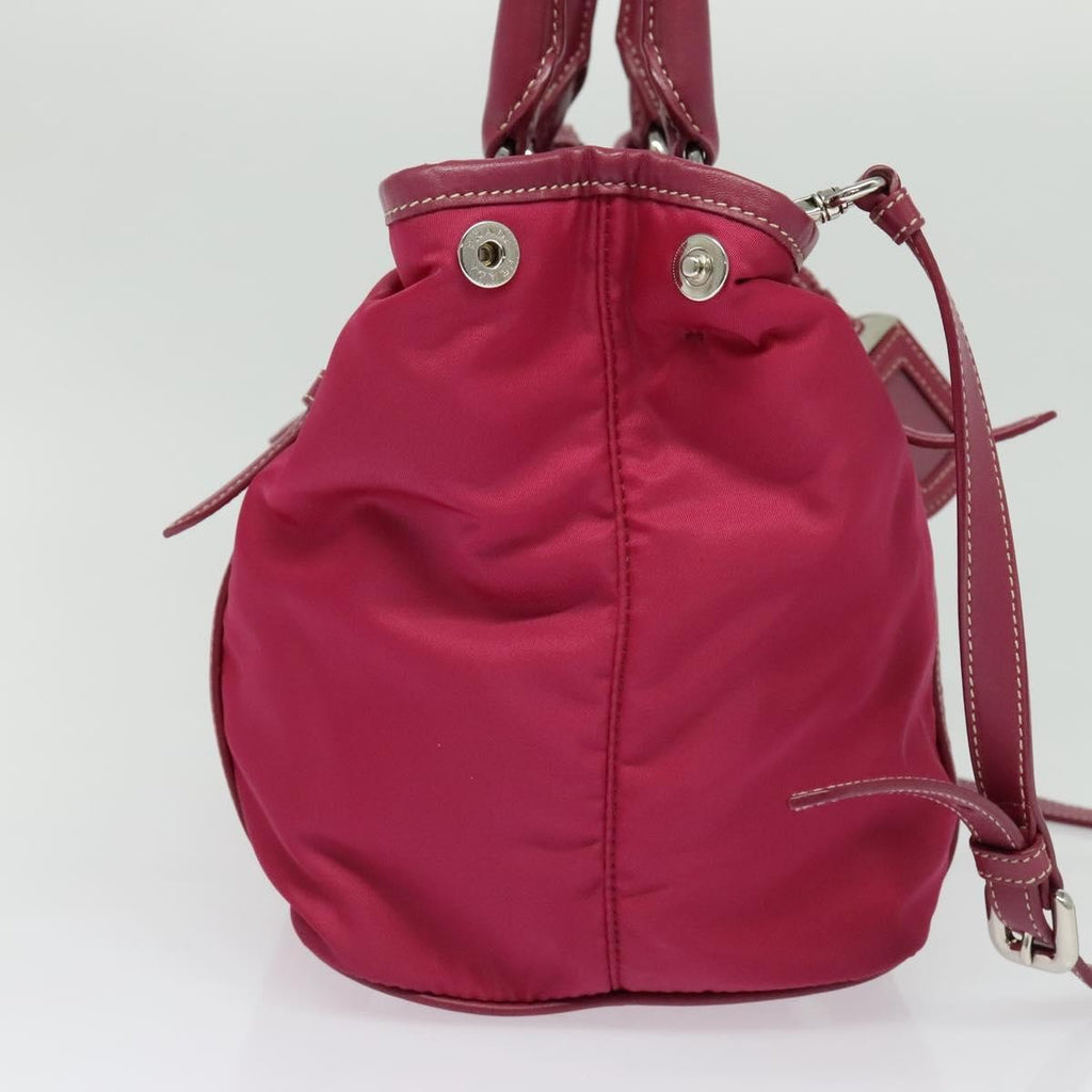 Prada Convertible Belted Hobo Tessuto With Leather Pink Nylon Tote Bag Bag (Pre-Owned)