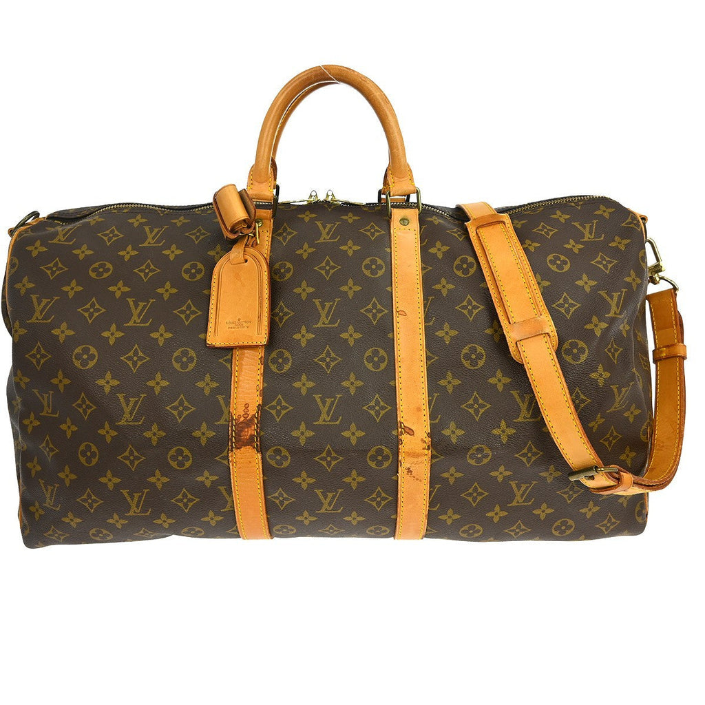 Louis Vuitton Keepall Bandouliere Bag Monogram Canvas Brown Canvas Travel Bag Bag (Pre-Owned)