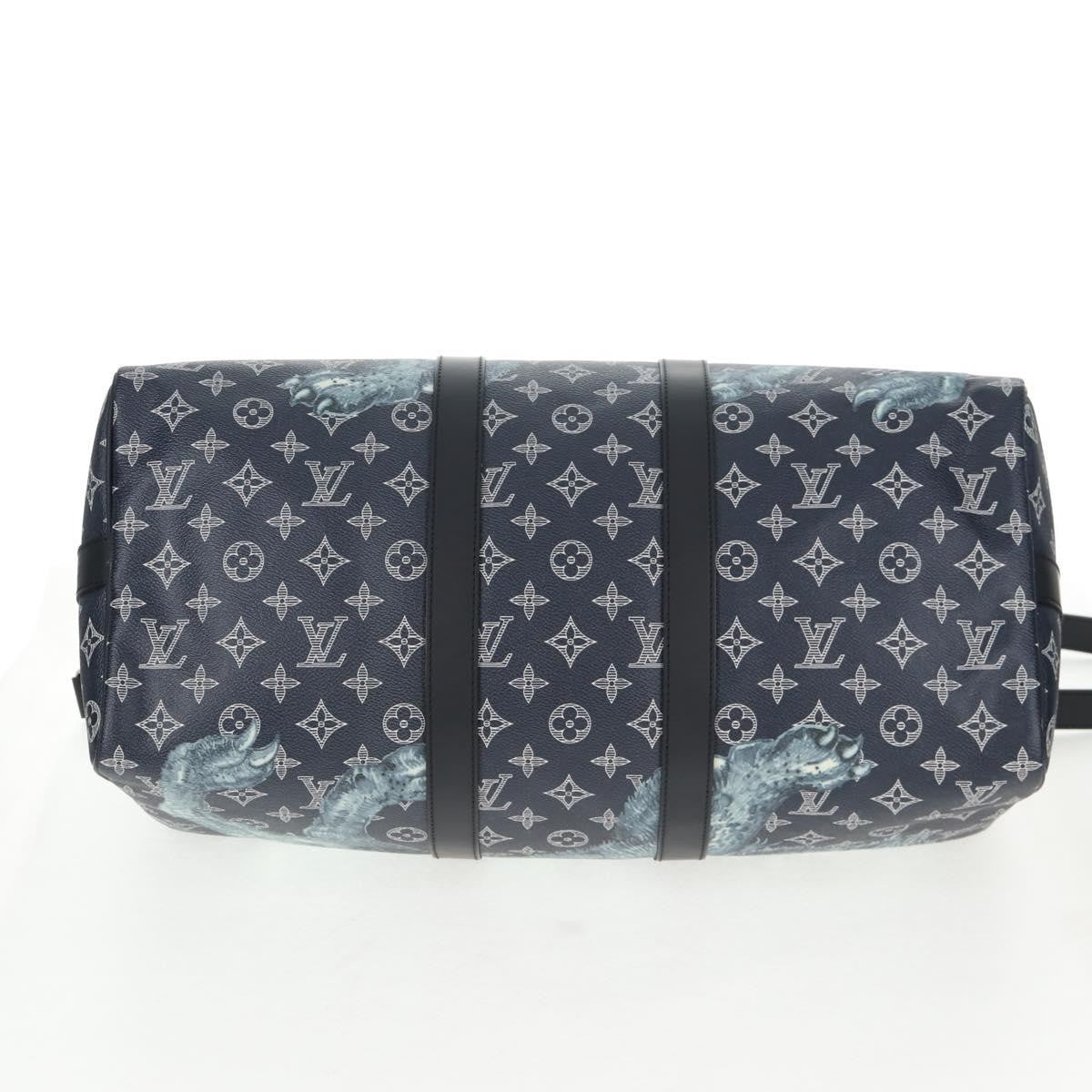 Louis Vuitton Keepall Bandouliere Bag Limited Edition Chapman Savane Monogram Canvas Navy Canvas Travel Bag Bag (Pre-Owned)