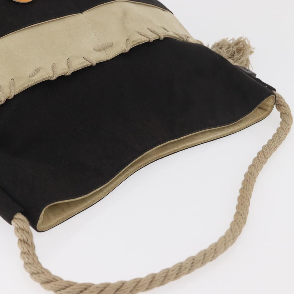 Chanel Camellia Shoulderbag Canvas Black Canvas Shoulder Bag Bag (Pre-Owned)