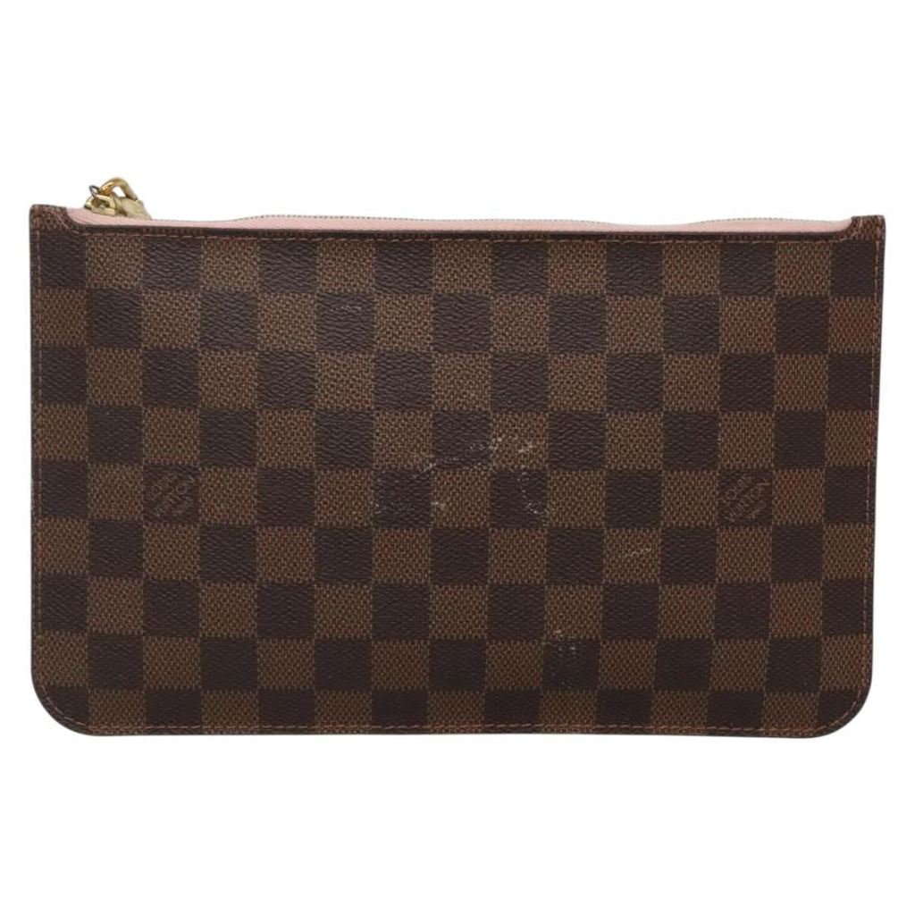 Louis Vuitton Neverfull Pochette Damier Brown Canvas Bag (Pre-Owned)