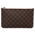 Louis Vuitton Neverfull Pochette Damier Brown Canvas Bag (Pre-Owned)