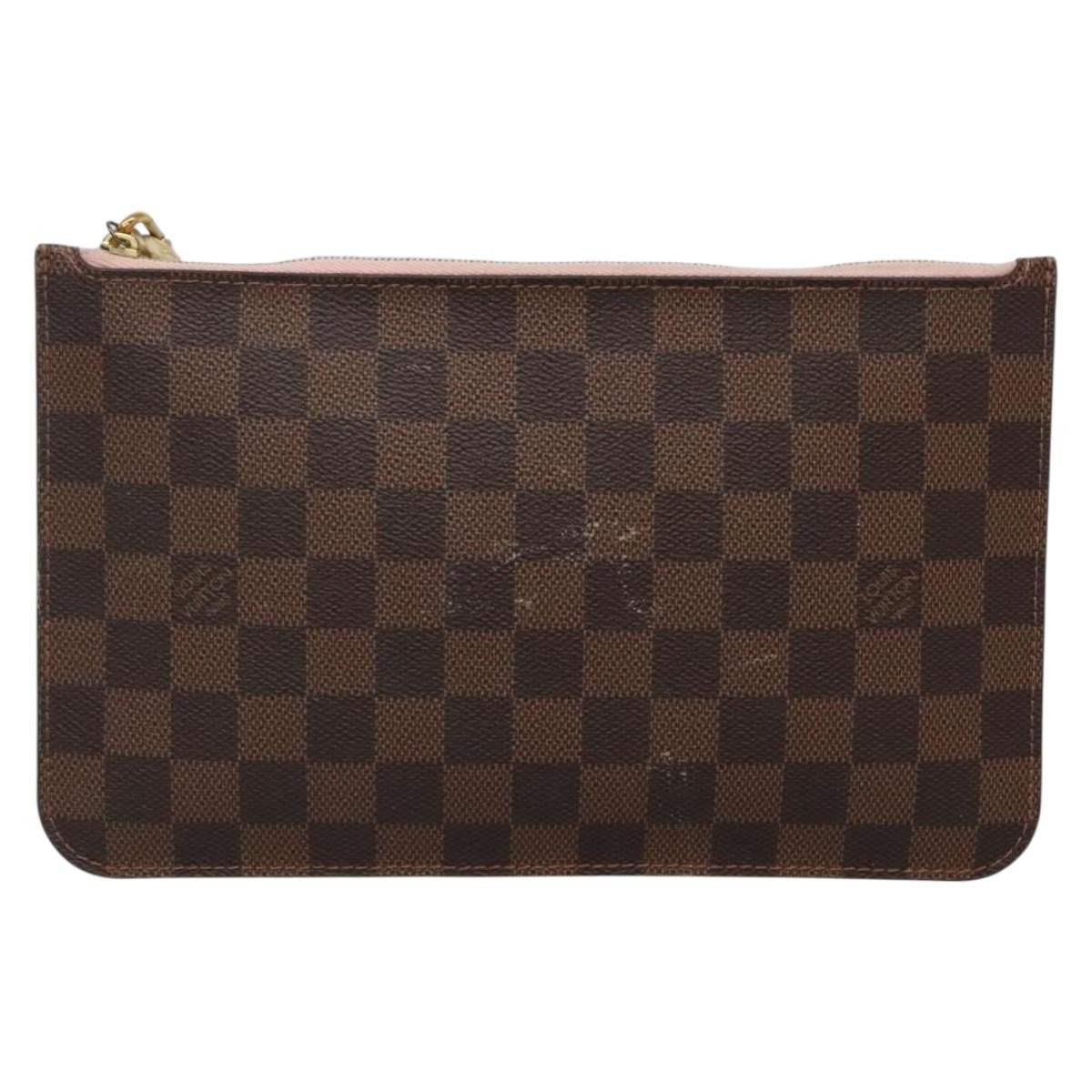 Louis Vuitton Neverfull Pochette Damier Brown Canvas Bag (Pre-Owned)