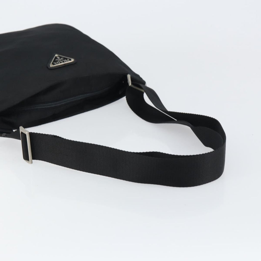 Prada Flat Messenger Bag Tessuto Black Nylon Shoulder Bag Bag (Pre-Owned)